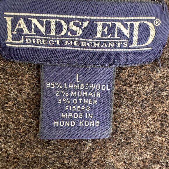 90s Vintage Lands End Brown Red Wool Mohair Blend Hooded Cardigan Sweater Size L - Picture 11 of 14